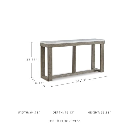 Signature Design by Ashley Loyaska Casual Sofa Table with Marble Top, Brown & White Signature Design by Ashley