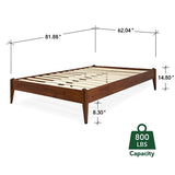 Bme Dinkee 15-Inch Dark Chocolate Solid Wood Queen Platform Bed Frame with Minimalist Japanese Joinery Bme
