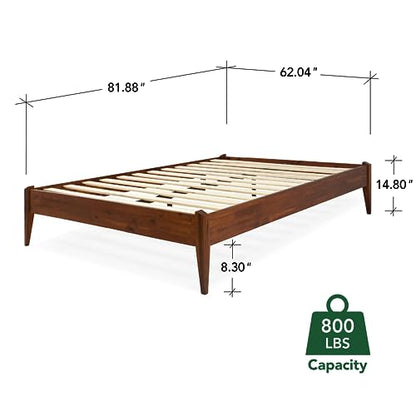 Bme Dinkee 15-Inch Solid Wood Queen Platform Bed Frame - Japanese Joinery, Minimalist Style - Wood Slats, Easy Assembly, No Box Spring Needed -