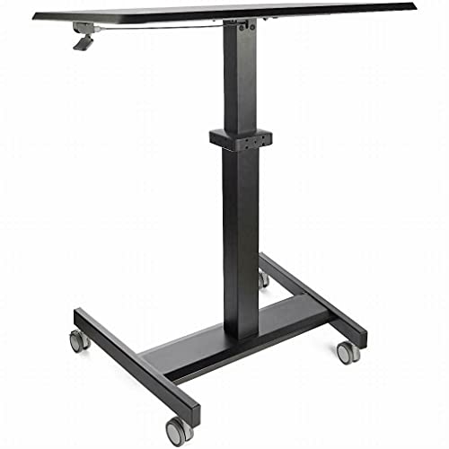 StarTech.com Mobile Standing Desk - Portable Sit Stand Ergonomic Height Adjustable Cart on Wheels - Rolling Computer/Laptop Workstation Table with Locking One-Touch Lift for Teacher/Student (STSCART2) StarTech.com