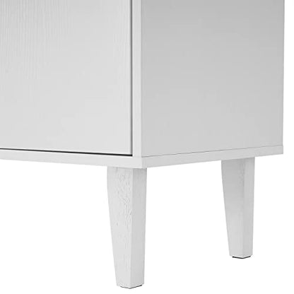 Panana Sideboard Buffet Cabinet Kitchen Storage Cabinet Living Room 4 Doors Console Table (White) - WoodArtSupply