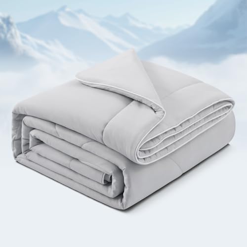 JOODOU Lightweight Comforter Twin Size, Winter Warm Down Alternative Comforter, Soft Breathable Duvet Silk Smooth Blanket,All Season Summer Quilt, Grey-Twin/Twin XL-68×90 JOODOU
