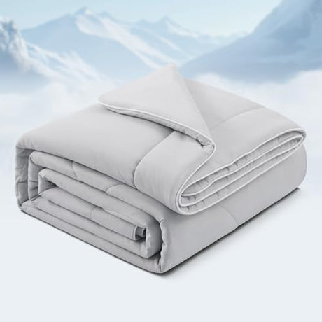 JOODOU Lightweight Comforter Twin Size, Winter Warm Down Alternative Comforter, Soft Breathable Duvet Silk Smooth Blanket,All Season Summer Quilt, Grey-Twin/Twin XL-68×90 JOODOU