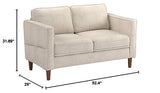 Mellow HANA Modern Linen Fabric Loveseat / Sofa / Couch with Armrest Pockets, Sand Grey Mellow