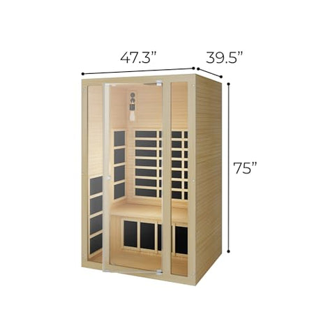 JNH Lifestyles Ensi+ 2-Person Home Infrared Sauna with Color & Red Light Therapy, Ultra-Low EMF - Indoor Personal Luxury Spa for House and Gym JNH Lifestyles