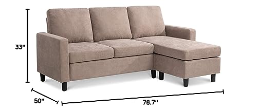 Shintenchi Convertible Sectional Sofa Couch, Modern Linen Fabric L-Shaped Couch 3-Seat Sofa Sectional with Reversible Chaise for Small Living Room, Apartment and Small Space (Light Brown) Shintenchi