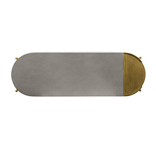 Armen Living LCDUCNCC Dua Grey Concrete Console Table with Antique Brass Armen Living