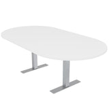 SKUTCHI DESIGNS INC. 6 Person Conference Table with Metal T Bases | Racetrack| Harmony Series | 7' | White SKUTCHI DESIGNS INC.