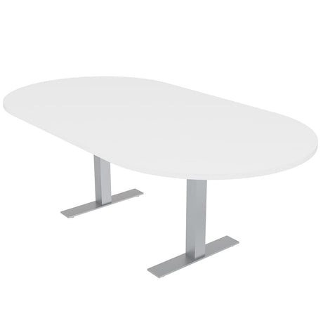 SKUTCHI DESIGNS INC. 6 Person Conference Table with Metal T Bases | Racetrack| Harmony Series | 7' | White SKUTCHI DESIGNS INC.