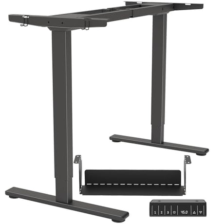 PrecieuxFoyer Dual Motor Standing Desk Frame, Electric Adjustable Legs with Memory Presets, Stand Up Desk Frame Workstation, with Cable Management Tray, 2pcs Headphone Hook, for Home Office PrecieuxFoyer