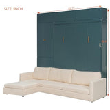 Harper & Bright Designs Queen Size Murphy Bed, Wall Bed with Sofa and Shelves, Beige Harper & Bright Designs