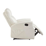 Lexicon Manual Recliner Chair, Wall Hugger Reclining Chair, Faux Leather Nursery Recliner, Tab Pull Reclining, Magazine Pocket, for Living Room/Theater Seating/Apartment, Easy Assembly, Beige