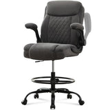 Drafting Chair Tall Office Chair for Standing Desk, Ergonomic Tall Desk Chair with Adjustable Foot Ring, Flip-Up Armrests, Lumbar Support, Comfortable Fabric Seat – Ideal for Home and Office Use MAHOMICO