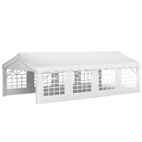 Outsunny 13 x 26 ft Heavy Duty Party Tent Outdoor Gazebo Wedding Tent Event Shelter Carport BBQ with Removable Sidewalls & Windows, Outside Waterproof Canopy for Parties, White Outsunny