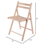 Robin Folding Chairs | 4-PC Set | Solid Wood | Natural Finish | Contoured Back | Slatted Seat | Foldable & Easy to Store | No Assembly Required Casafoyer