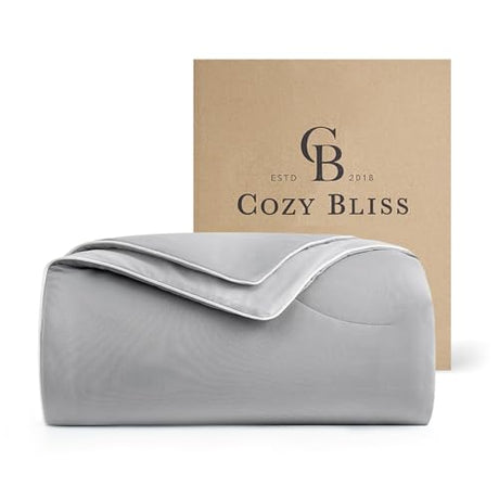 Cozy Bliss Cooling Comforter King Size, Reversible Lightweight Cooling Blankets for Hot Sleepers and Night Sweats, Q-Max>0.45 Soft Breathable Silky Smooth Summer Comforter, Cool Grey, 106"x90" Cozy Bliss