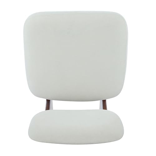 Christopher Knight Home Mores Low Profile Accent Chair Set of 2, Modern Living Room Armless Lounge Chair, Fabric Comfy Reading Chair for Bedroom, Wooden Frame and Thick Padded Seat, Walnut+White Christopher Knight Home