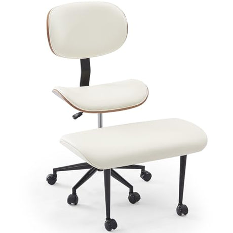 Bestier Cross Legged Office Chair with Wider Bentwood Back Support, Ergonomic Meditation Office Chair for Adults up to 300 lbs, 360° Swivel Adjustable Height for Multi Position White Bestier