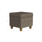 Homepop Home Decor Classic Square Storage Ottoman with Lift Off Lid | Ottoman with Storage for Living Room & Bedroom, Brown Window Pane Fabric HomePop