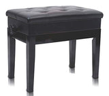 GRIFFIN Premium Antique Piano Bench | Adjustable Black Solid Wood Frame & PU Leather Padded Cushion | Vintage Ergonomic Musicians Keyboard Chair | Griffin