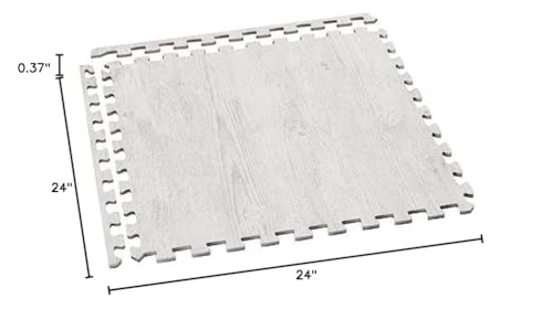 Forest Floor Farmhouse 3/8 Inch Thick Printed Foam Tiles, Premium Wood Grain Interlocking Foam Floor Mats, Anti-Fatigue Flooring – Stylish Flooring Solution, Porch Post White, 100 Sq Ft We Sell Mats