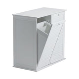 Household Essentials Tilt-Out Laundry Sorter Cabinet with Shutter Front, White, White Wood Shutter Household Essentials