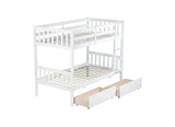 PVWIIK Twin Over Twin Wood Bunk Bed with 2 Drawers for Girls,Boys,Convertible into 2 Beds,Wood Bunk Bed with Ladder and Safety Guardrails,No Box Spring Needed, White PVWIIK