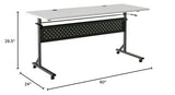 Lorell Shift 2.0 Flip & Nesting Mobile Table, 60" x 24" x 29.5", Black Steel Frame, Gray Laminated Top Lorell