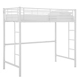 Walker Edison Timothee Urban Industrial Metal Twin over Loft Bunk Bed, Twin Size, White Walker Edison