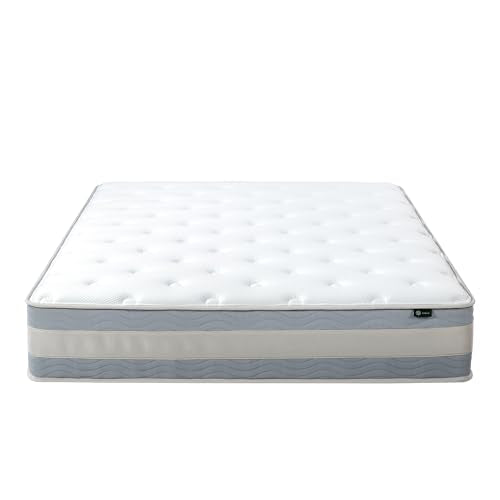 ZINUS 12 Inch Cooling Comfort Support Hybrid Mattress [New Version], Queen, Fiberglass Free, Medium Plush, Cooling Motion Isolation, Certified Safe Foams & Fabric, Mattress in A Box Zinus