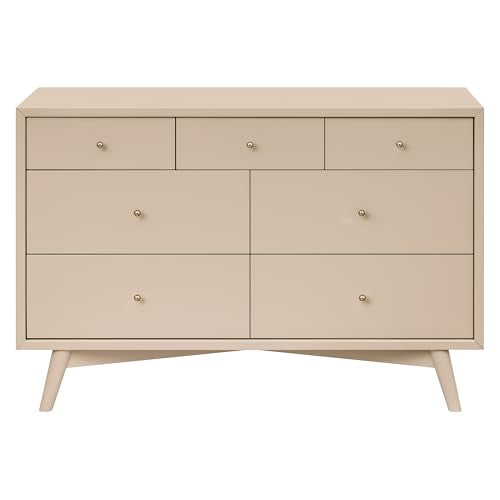 babyletto Palma 7-Drawer Assembled Double Dresser in Taupe, Greenguard Gold Certified babyletto