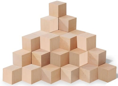 Cheardia 30 Pack 2 Inch Wooden Blocks for Crafts, Unfinished Wood Cubes Square Blank Block for Crafts Making, DIY Decor