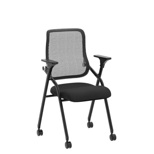 BROBRIYO PRO, Stackable & Foldable Conference Room Chairs with 2X Thick Cushion, Lumbar Support, Armrest - Mesh Bouncing Back for Office Meeting, Conference, Training Room Chair 1 Pack
