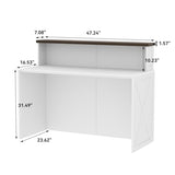 Epecoya Tall Reception Desk with Counter, 47-Inch Modern Front Desks, Unique Barn Door Home Design Office Table Retail Counter for Checkout, Lobby, Beauty Salon, White Epecoya