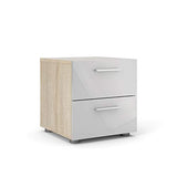 Home Square Contemporary Style 4 Piece Bedroom Set with Two Nightstands, 8 Drawer Double Dresser and 4 Drawer Chest in Oak and White Gloss Home Square