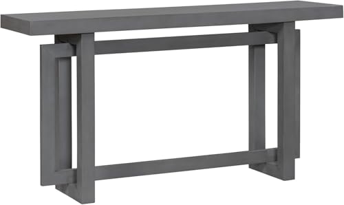 Merax 60 in Gray Console Table, Entryway Wood Minimalism Industrial Style Sofa Side Display for Entry Way, Hallway, Couch, Living Room, Foyer Merax