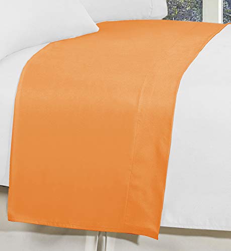 Elegant Comfort Premium Hotel Quality 1-Piece Flat Sheet, Luxury and Softest 1500 Premium Hotel Quality Microfiber Bedding Flat Sheet, Wrinkle-Free, Stain-Resistant, Queen, Orange Elegant Comfort