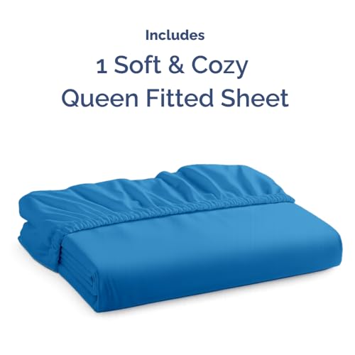Queen Fitted Bed Sheet - Bottom Single Fitted Sheet Only - Soft Hotel Luxury Bedding w/ 8-16 Inch Deep Pockets - Breathable, Cooling & Wrinkle Free - Easy-Care, Fade and Shrink Resistant - Royal Blue CGK Unlimited