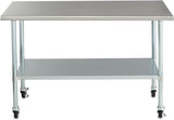 ROCKPOINT Stainless Steel Table for Prep & Work with Caster Wheels 60x24 Inches, NSF Metal Commercial Kitchen Table with Adjustable Under Shelf and ROCKPOINT