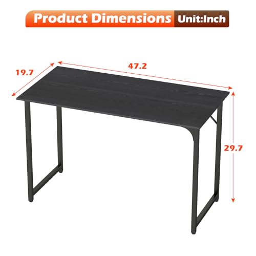 BestOffice Computer Desk,Home Office Desk, Modern Simple Style for Home Office Study Writing (Black, 47 Inch) BestOffice