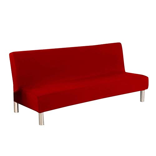 Cornasee Stretch Futon Cover Slipcovers Full Size,Fully Folding Armless Sofa Bed & Couch Protector,Machine Washable (Red) Cornasee