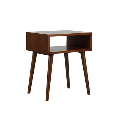 NTC Zoe Solid Wood Nightstand, Featuring Adaptable Design, 150 lbs Load Capacity, Water-Resistant, Elevate Your Space, Easy Assembly - Dark Walnut