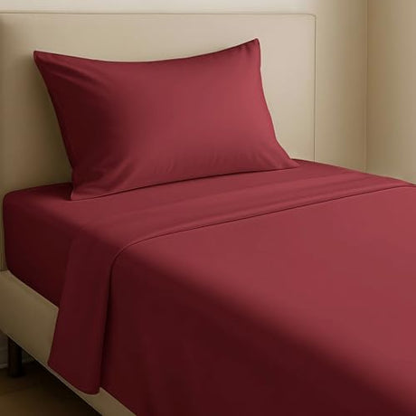 California Design Den Natural 100% Cotton Bed Sheets Twin Size Set - Soft Sateen Twin Sheets Set with 12" Pockets, Breathable and Durable Bedding for Dorm Rooms, College (Brick Red) California Design Den