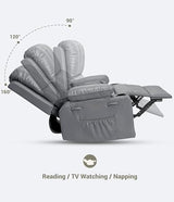 GarveeHome Recliner Chairs, Classic Manual Leather Recliner, Home Theater Seating with Lumbar & Arms Support for Living Room, Bedroom and Nursery (Grey-22“)