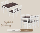chairus Dining Table Set for 4 Farmhouse Dining Table and Chairs Set Wooden Rectangle Dinette Set of 5 for Small Space Kitchen Dining Room Living Room, Brown/White chairus