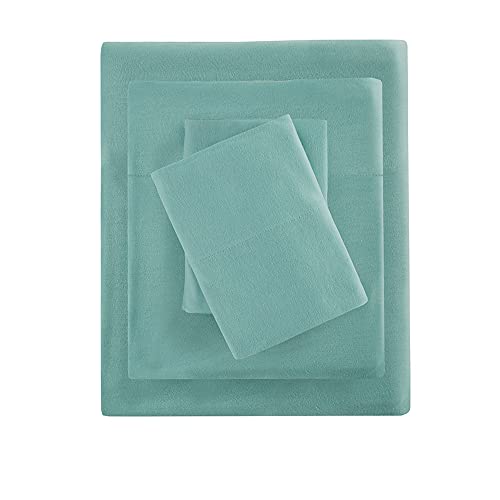 Intelligent Design Cotton Blend Jersey Knit Bed Sheet Set Wrinkle Resistant, Soft Sheets with 14" Deep Pocket, All Season, Cozy Bedding-Set, Matching Pillow Case, Queen, Aqua 4 Piece Intelligent Design