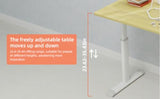 Penau Height Adjustable Standing Desk, Manual Crank Sit Stand Computer Desk, Compact Rectangular Home Office Study Desk, White Frame Natural Wood Top, 32.68 x 23.62 x 35.43 Inchs Penau