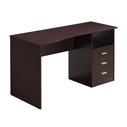 Techni Mobili Classic Computer Desk with Multiple Drawers, 29.5" x 23.6" x 51.2", Wenge - WoodArtSupply