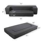 HonTop 10 Inch Modern Folding Sofa Bed Couch Memory Foam Couch Full Futon Sofa Sleeper Chair for Living Room Guest Mattress, Dark Grey HonTop