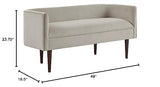 Madison Park Farrah Entryway Accent Bench with Curved Backrest, 8.75" Cushion Seating Bench for Living Room, Compact Bed End Bench with Solid Wood Legs & Soft Poly Velvet Uplhostery, 49" W, Cream Madison Park